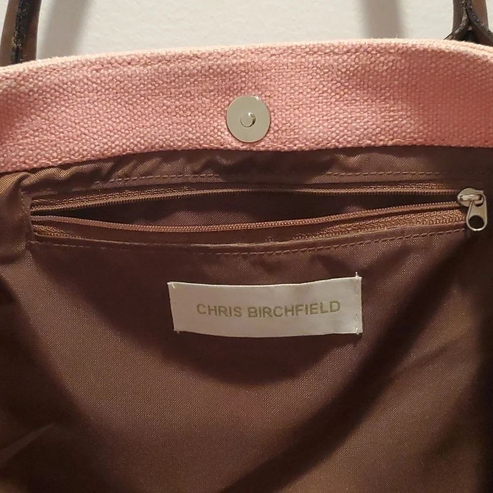 Chris Birchfield Canvas with leather trim tote